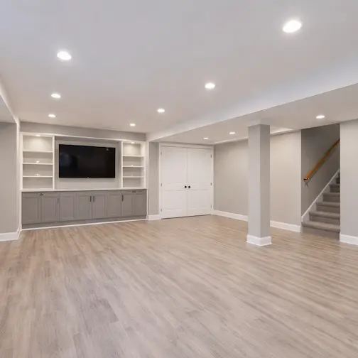 Dry finished basement wall system ready for use