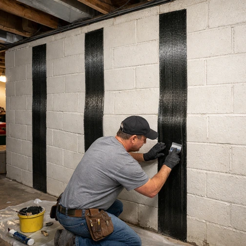 Severely bowed foundation wall