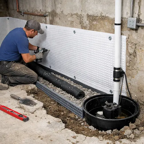Basement waterproofing installation Fort Collins Northern Colorado