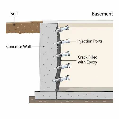 Concrete wall injection ports