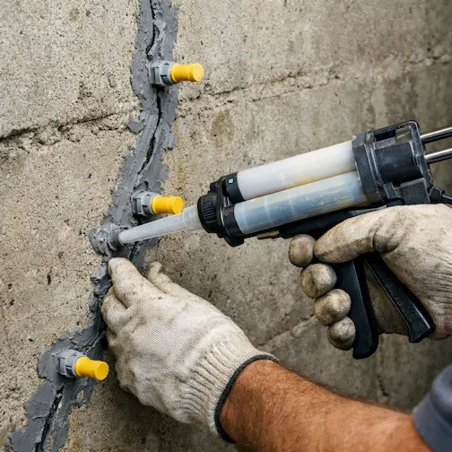 Repaired block foundation