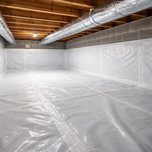 New heavy duty vapor barrier installed in crawl space Fort Collins