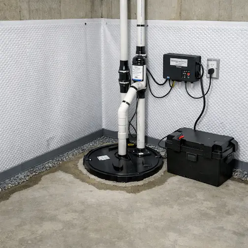 Dry basement after interior waterproofing system installation Fort Collins